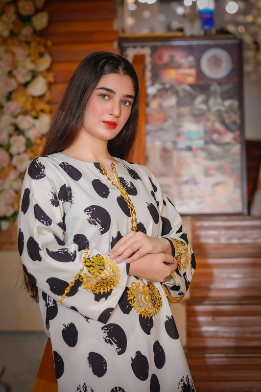 Elegant Fine dots khaddar shirt