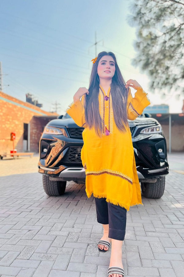 Mustard pashmina sophisticated shirt